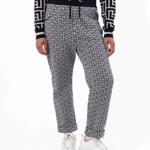 Balmain Black and White Geometric Pants
